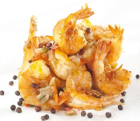 Prawns with oil and pepper