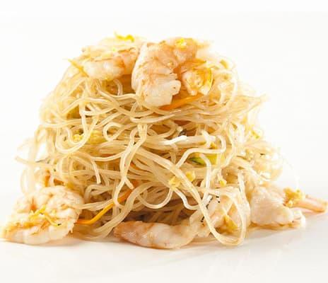 Rice noodles with prawns